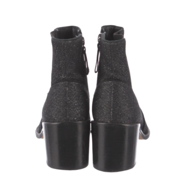 Alexandre Birman Sparkle Accent Chelsea Ankle Boots Black Lurex Silver Glitter 5 - Picture 7 of 10